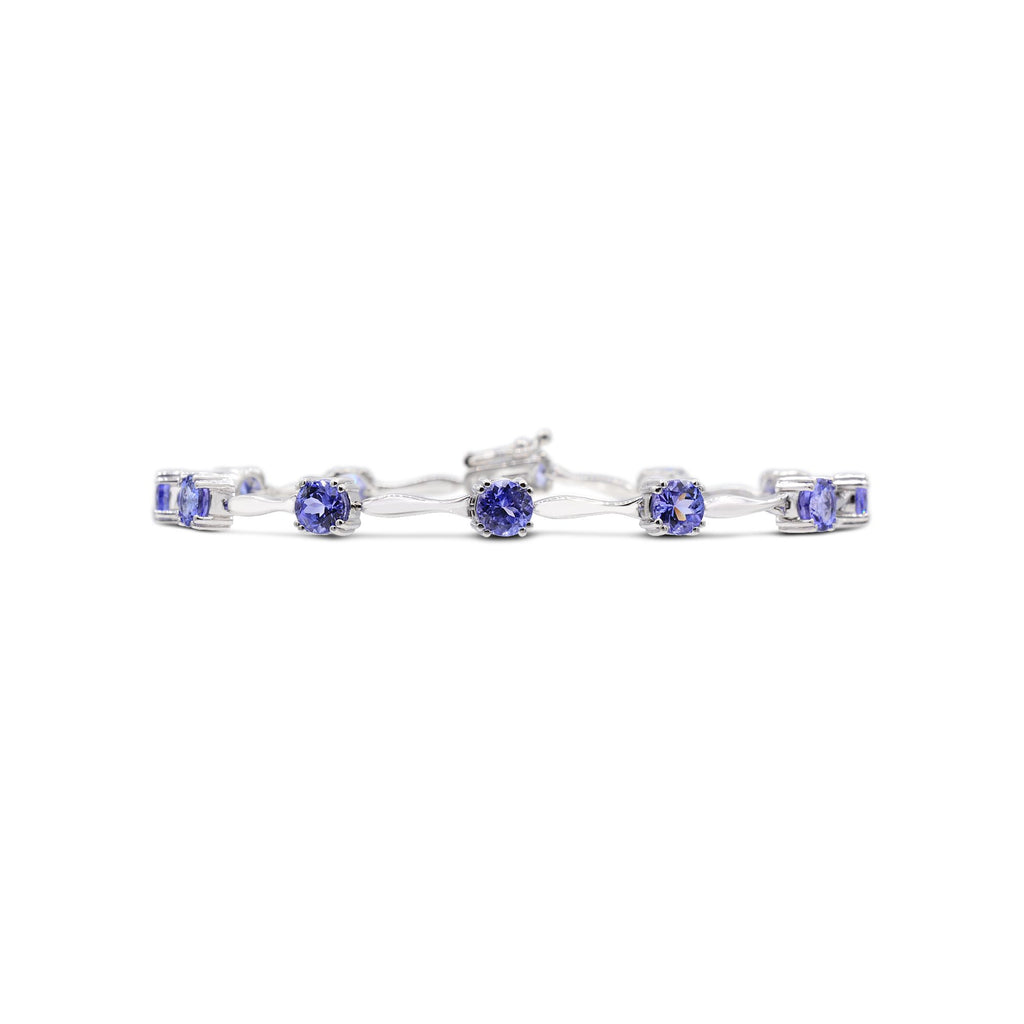 Sterling silver bracelet with oval tanzanites.