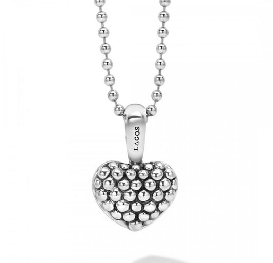 LAGOS Signature Caviar Collection Heart Necklace (No Stones) in Sterling Silver