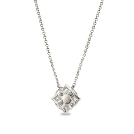 Lab-grown diamond pendant on cable chain.