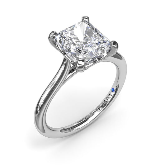 14K white gold ring with round diamonds.