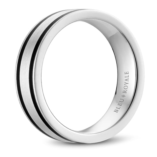 CROWN RING Men's Natural Diamond Band in 14 Karat White Black