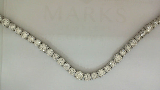 Natural Diamond Necklace in 14 Karat White with 37.64ctw Round Diamonds