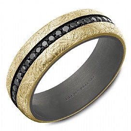 Bleu Royale Collection Carved Band (No Stones) in Tantalum - 14 Karat Yellow - Grey 7MM