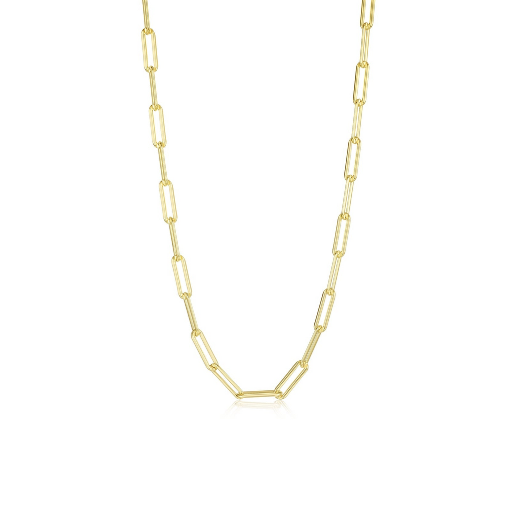 Yellow sterling silver paperclip chain necklace.