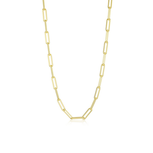 Yellow sterling silver paperclip chain necklace.