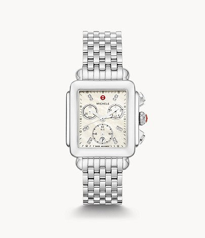 Ladies Michele Deco Chronograph Timepieces with 0.04ctw Round Diamonds MWW06A000778