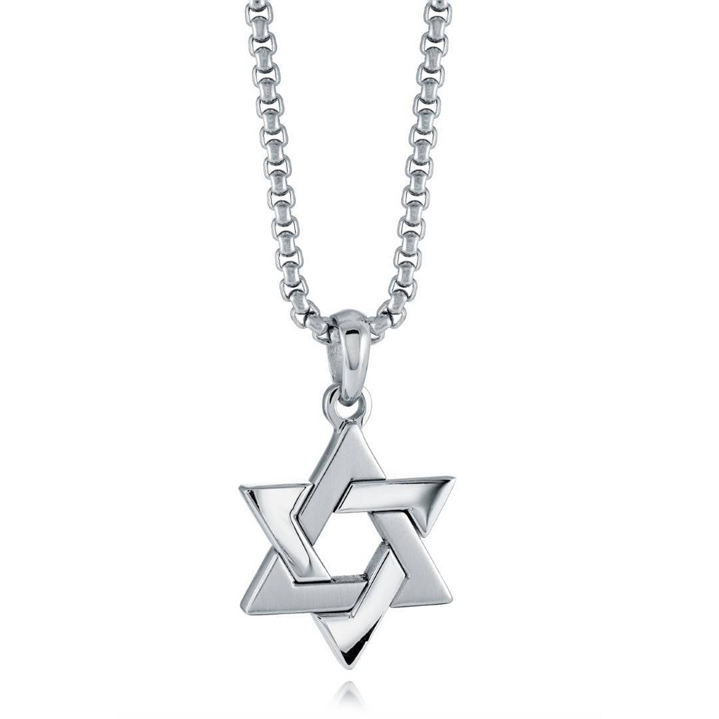 Stainless steel Star of David necklace.