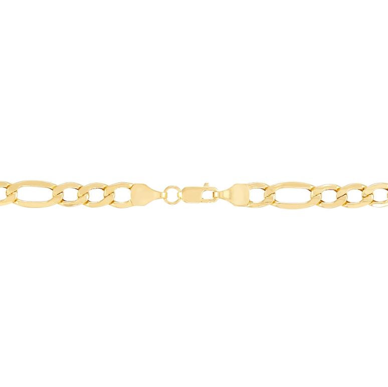 14K yellow gold Figaro chain, lobster clasp.