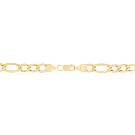 14K yellow gold Figaro chain, lobster clasp.