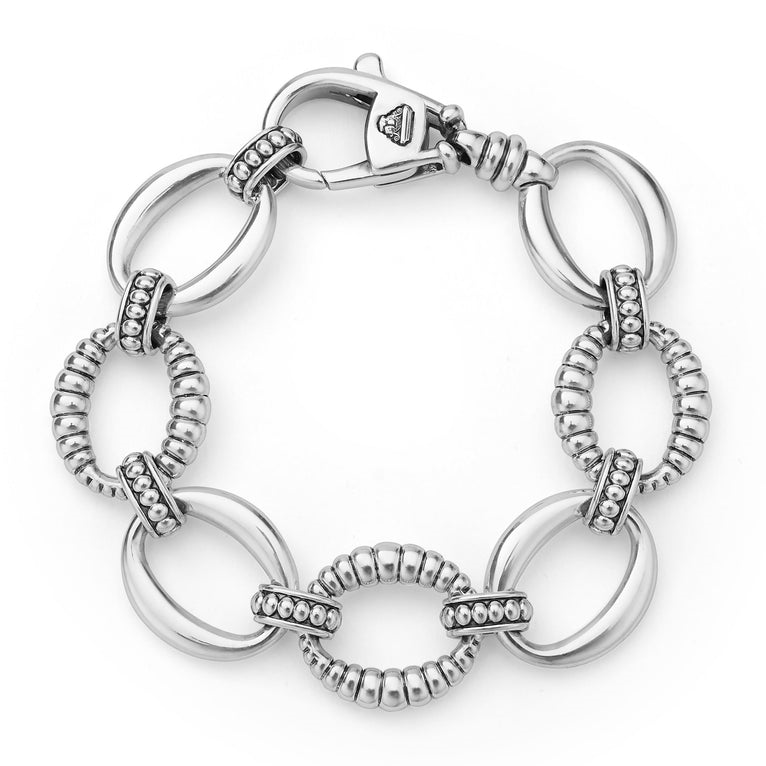 Sterling silver oval link bracelet.