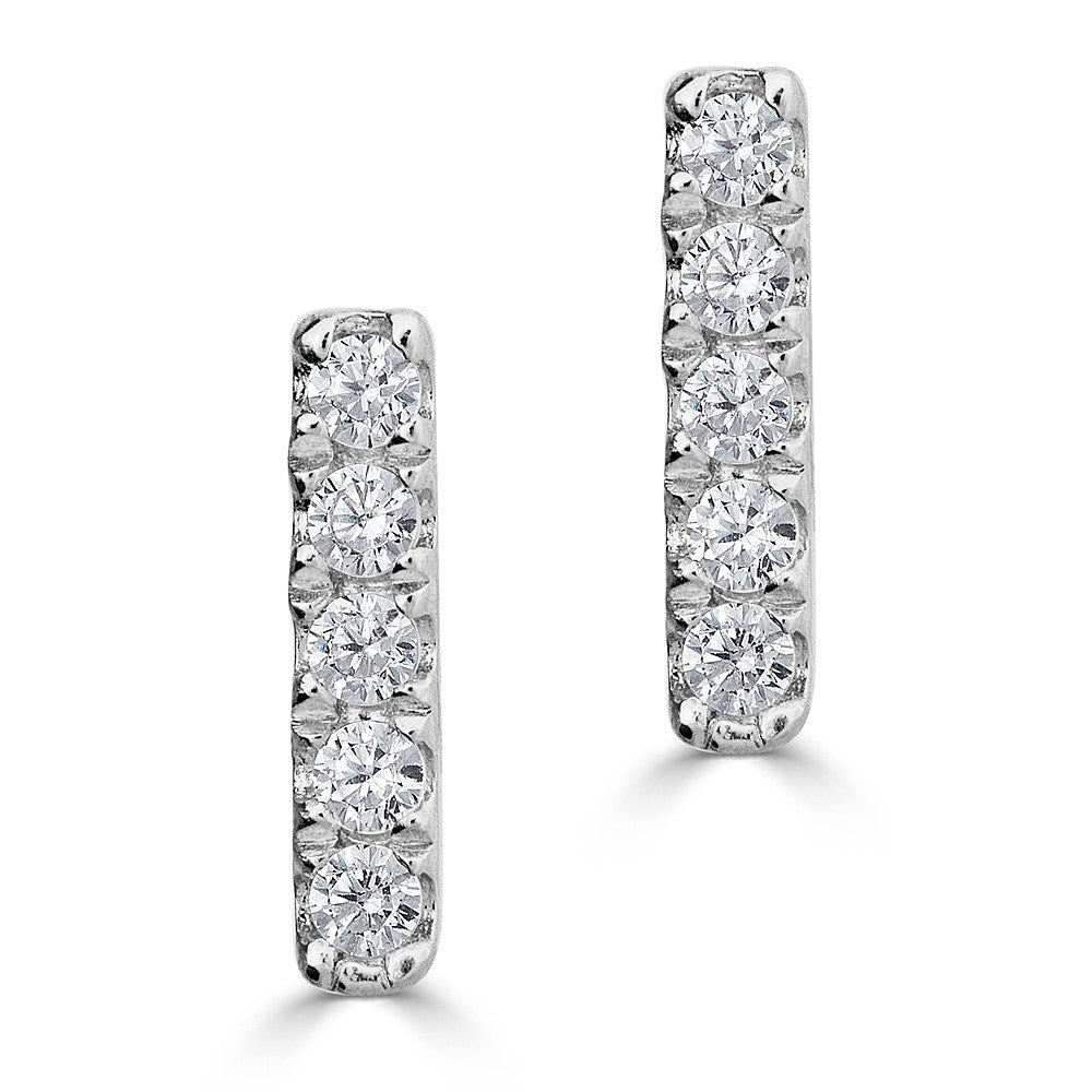 Stud Natural Diamond Earrings in 14 Karat White with 0.06ctw Round Diamonds