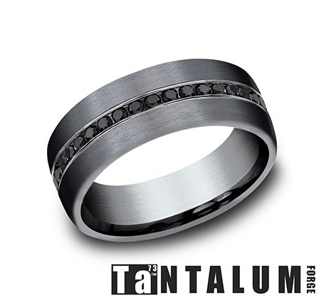 Natural Diamond Men's Wedding Band in Tantalum Black with 0.40ctw Round Diamonds