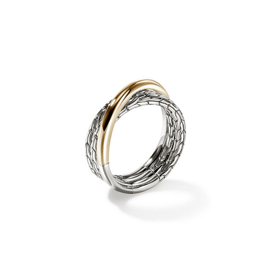 Fashion Ring (No Stones) in Sterling Silver - 14 Karat White - Yellow 7MM