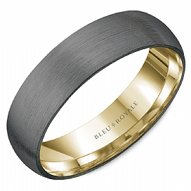 Bleu Royale Collection Carved Band (No Stones) in Tantalum - 14 Karat Yellow - Grey 6MM