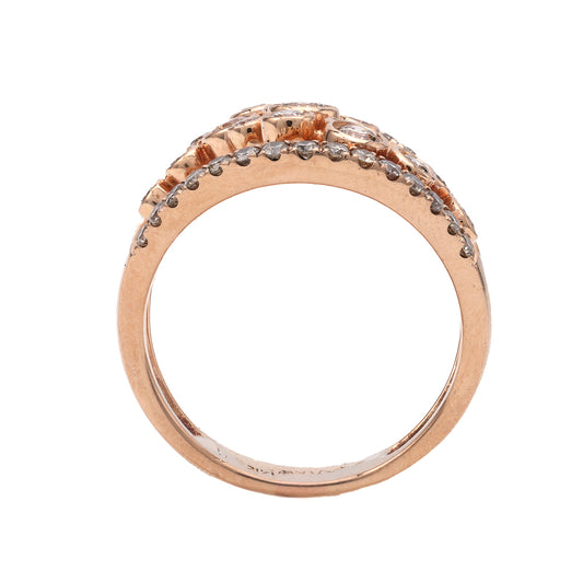 14K rose gold ring with round diamonds.