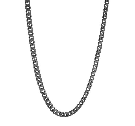 Black matte stainless steel curb chain, 4.6mm width.