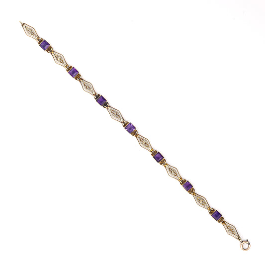 14K gold bracelet with amethyst links.