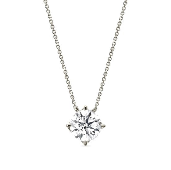 Lab-grown diamond pendant on white gold chain.