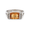 M Estate Collection Color Gemstone Ring in 14 Karat White with 1 Cushion Citrine 2.22ctw 10mm-10mm