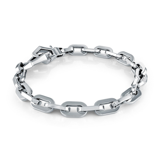 Stainless steel cable link chain bracelet.