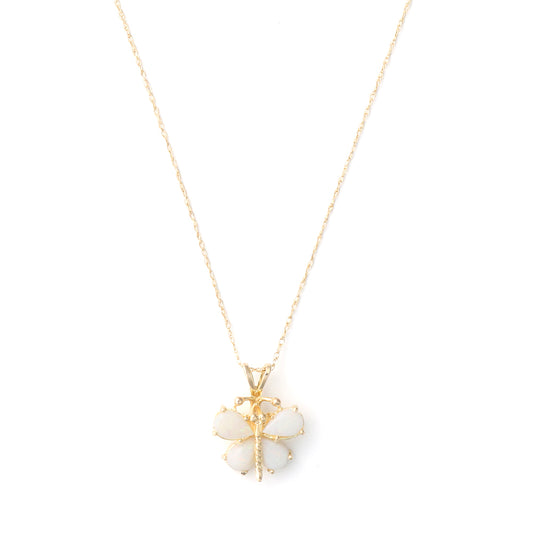 14K gold necklace with pear-shaped opal pendant.