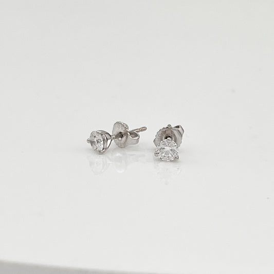 ReMARKable Estate Natural Diamond Studs in 18 Karat White Gold with 0.73ctw Round Diamonds, Clarity: SI1-SI2, Color: G