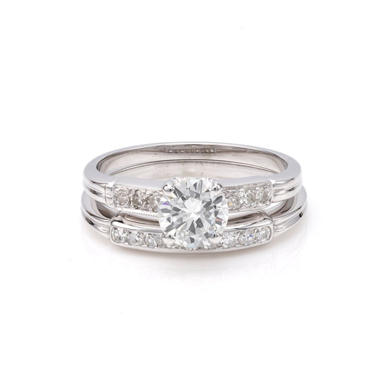 18K white gold diamond wedding set