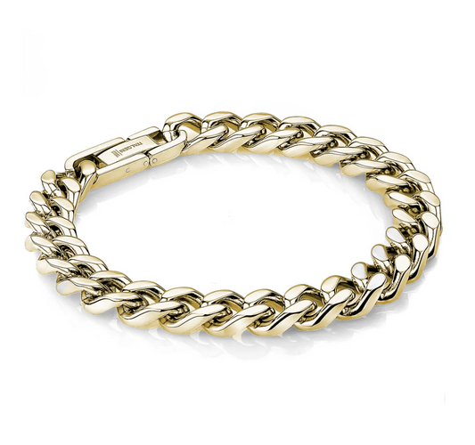 Stainless steel yellow curb link bracelet.