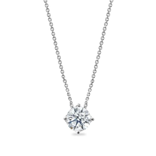 Lab-grown diamond on white gold chain.