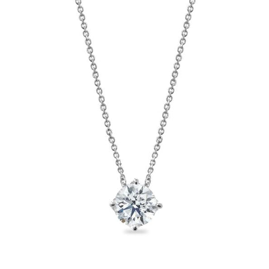 Lab-grown diamond on white gold chain.