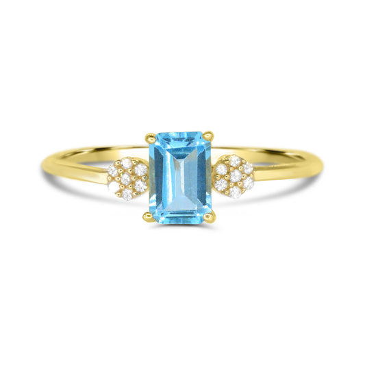 ReMARKable Designs Color Gemstone Ring in 10 Karat Yellow Gold with 1 Emerald Blue Topaz 6mm-6mm
