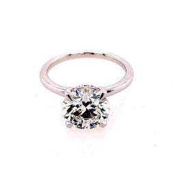 Solitaire Hidden Accent Lab-Grown Diamond Complete Engagement Ring in 14 Karat White with 3.06ctw E VS2 Round Lab Grown Diamond
