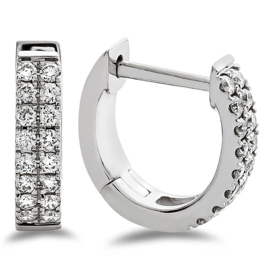 Arya's Collection Small Hoop Natural Diamond Earrings in 14 Karat White Gold with 1.50ctw Round Diamonds