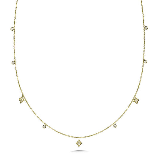 Natural Diamond Necklace in 14 Karat Yellow with 0.15ctw Round Diamonds