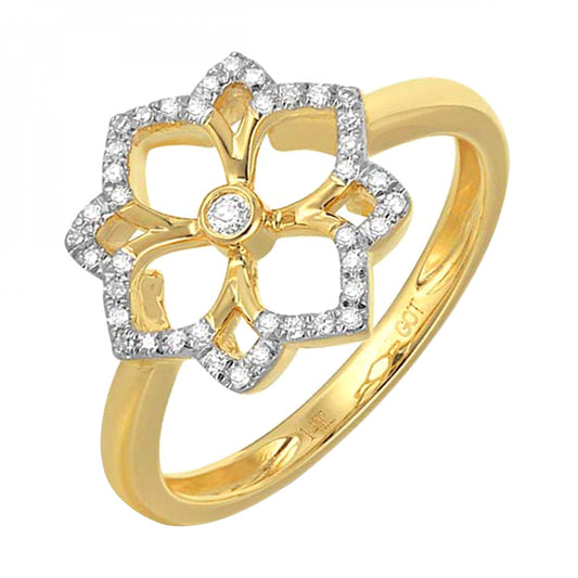 Mothers Day 2024 Collection Diamond Accent Fashion Ring in 14 Karat Yellow with 0.1ctw Round Diamonds
