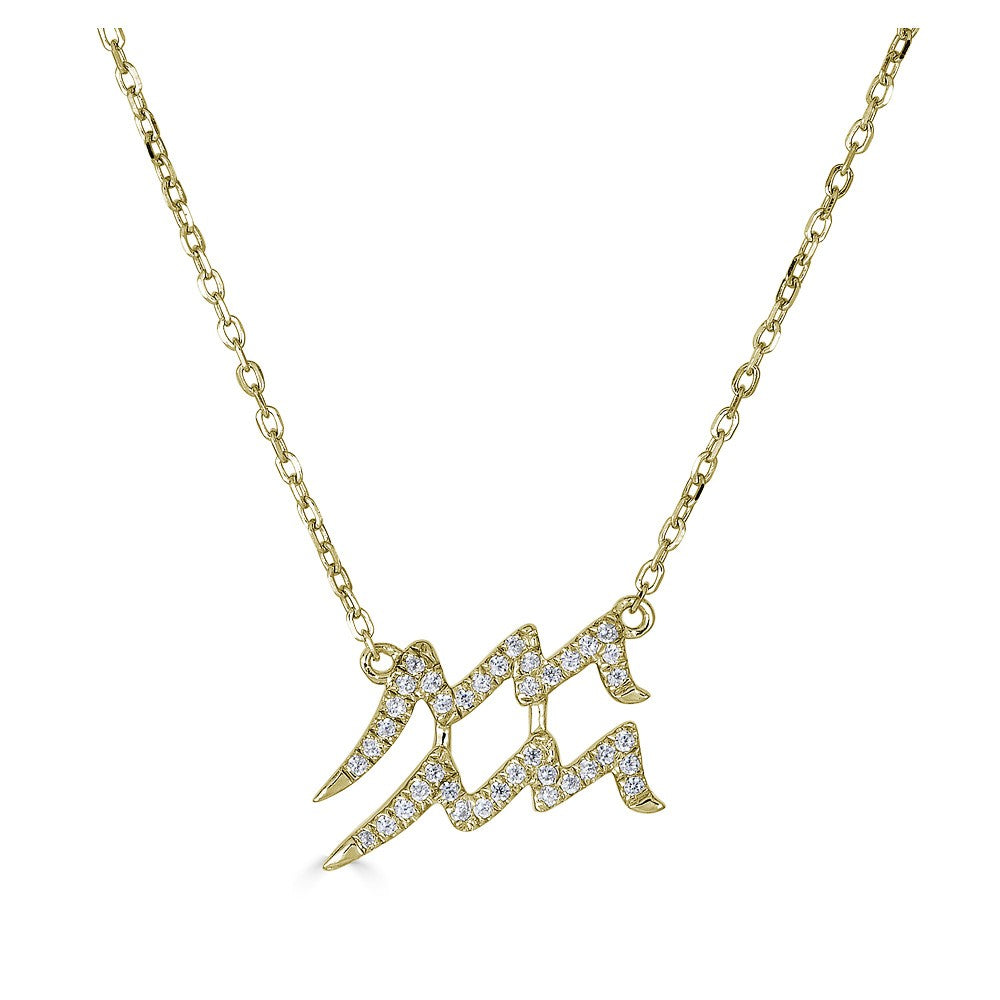 Zodiac Collection Earth Mined Diamond Necklace in 14 Karat Yellow with 0.12ctw Round Diamond