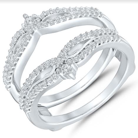 Natural Diamond Enhancer Ladies Wedding Band in 14 Karat White with 0.48ctw G/H SI2 Round Diamond