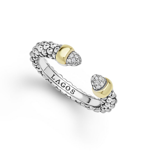 Lagos Signature Caviar Collection Fashion Ring (No Stones) in Sterling Silver - 14 Karat White - Yellow 3MM