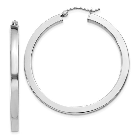 Sterling silver polished hoop earrings.