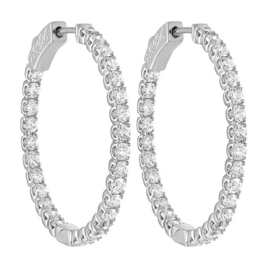 Medium hoop earrings with round diamonds.