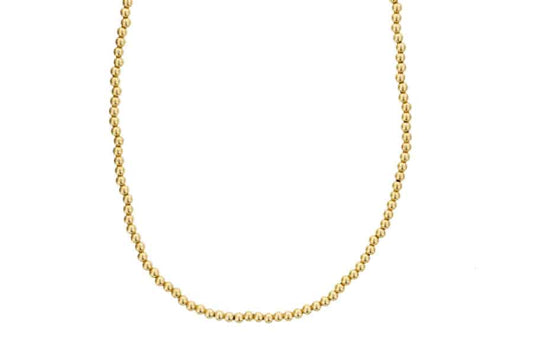 Gold-filled yellow bead necklace, 18-inch length.
