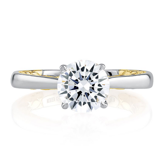 Solitaire Natural Diamond Semi-Mount Engagement Ring in 14 Karat White - Yellow