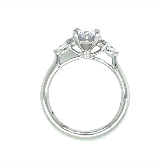Side Stone Natural Diamond Semi-Mount Engagement Ring in 14 Karat White with 8 Round Diamonds, Color: G/H, Clarity: SI1, totaling 0.30ctw