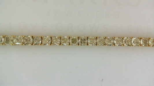 Natural Diamond Bracelet in 18 Karat Yellow with 22.87ctw Cushion Diamonds