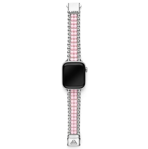 Stainless steel pink ceramic watch band.