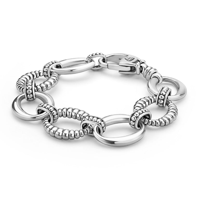 Sterling silver oval link bracelet, lobster clasp.