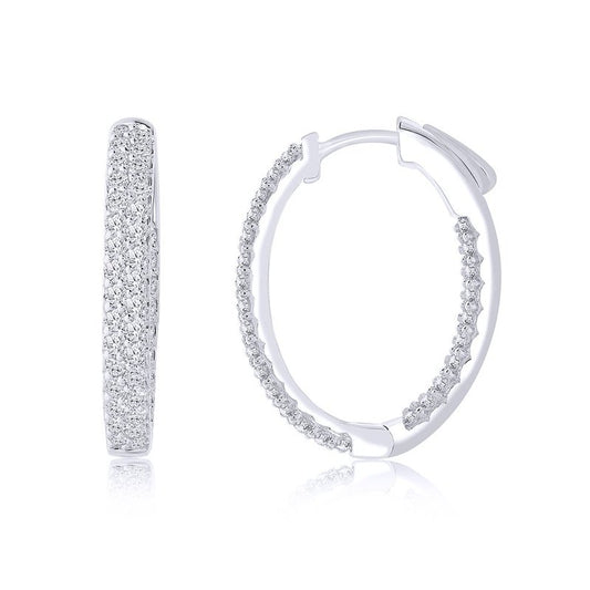 Medium hoop earrings with round diamonds.