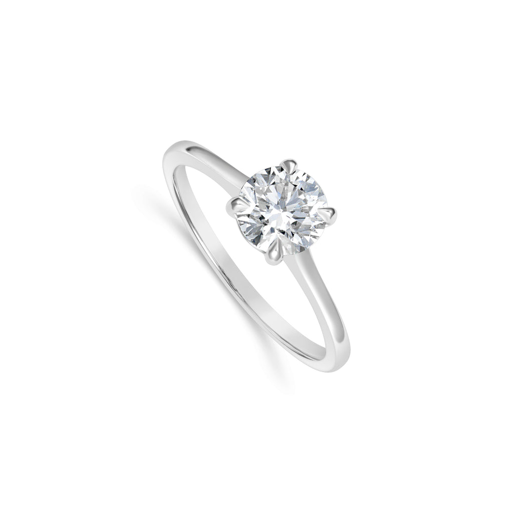 Solitaire lab-grown diamond ring in white gold.
