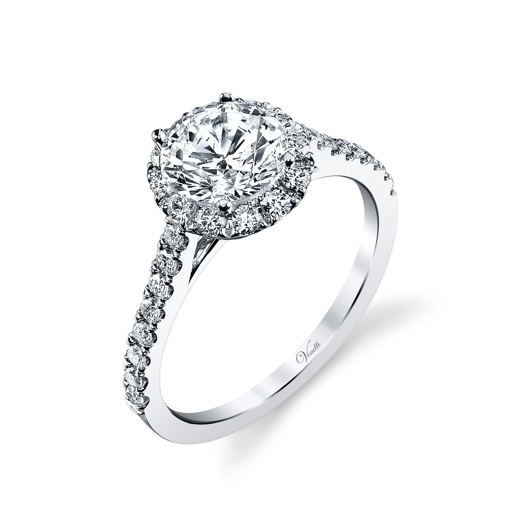 Halo Mined Diamond Engagement Ring in 14 Karat White with 0.51ctw G/H SI1 Round Diamonds