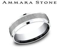 Tantalum carved band, white-grey finish, 7MM.